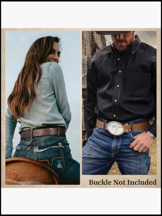 3 Pack Western Leather Belts Without Buckle, Adjustable Straps main image 3